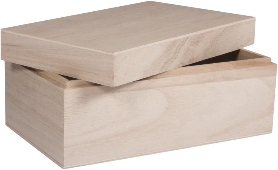 Rayher 62815000 houten kist met deksel voor ambacht, doe-het-zelf houten bewaardoos, 20 x 12 x 9 cm