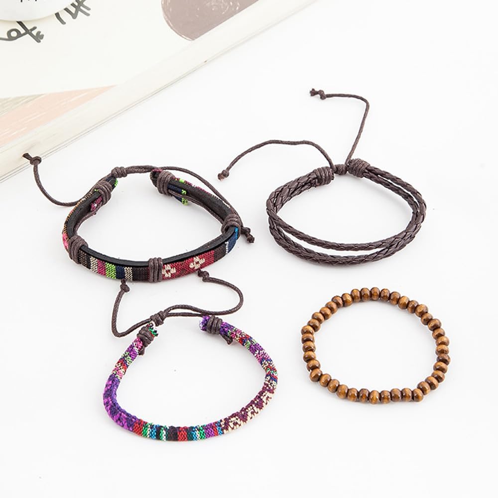 Genérico herenarmbanden, surferarmbanden, stoffen armbanden, boho-surferarmbanden voor mannen en vrouwen, verstelbaar, gevlochten boho-armbanden