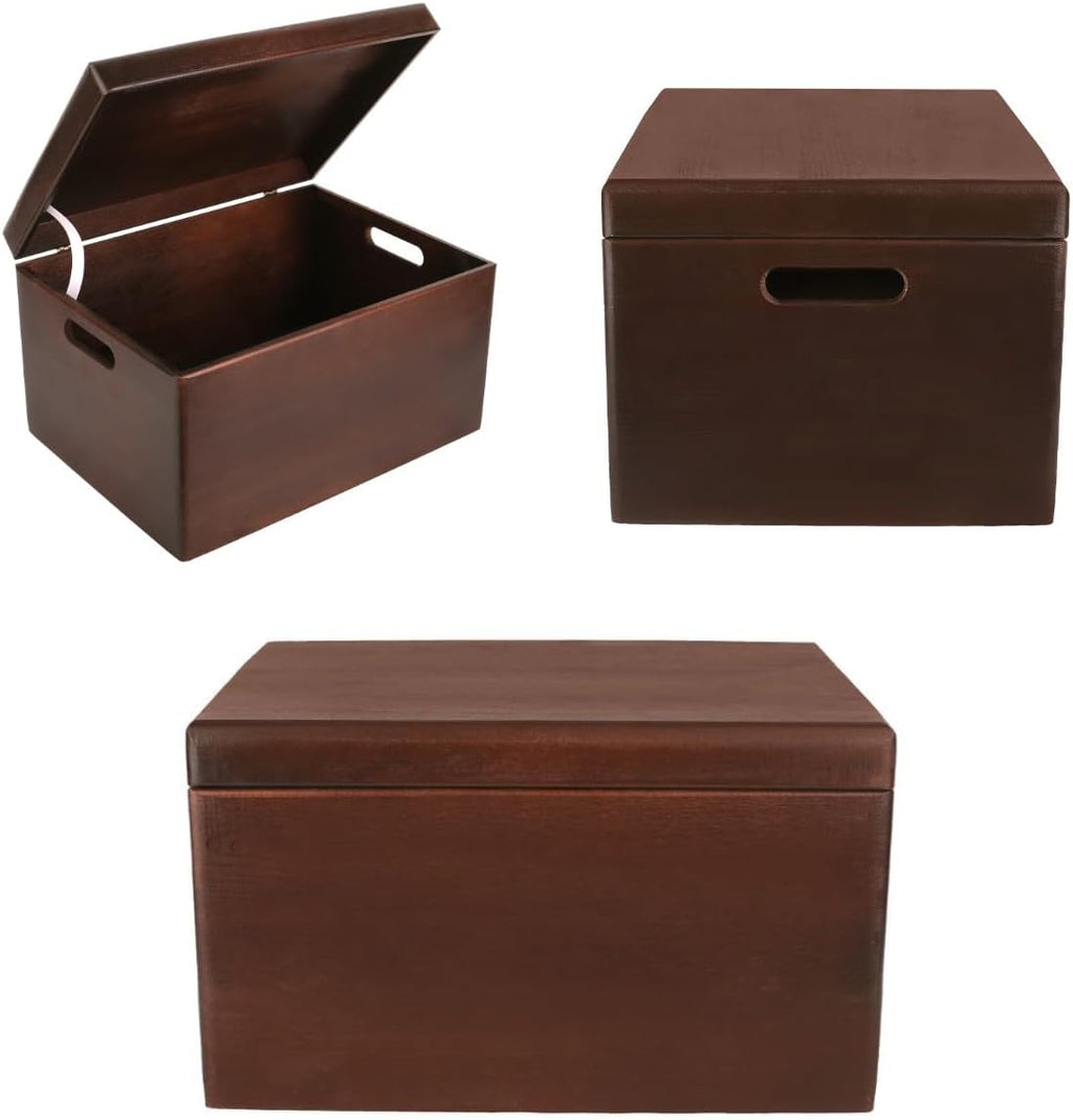 Creative Deco Grote Houten Doos Opberg-Kist | 30 x 20 x 14 cm (+/-1cm) | Met Deksel en Handvat | Perfect voor Documenten, Voorwerpen, Speelgoed, Gereedschap, Kerstmis | RUW EN ONVERZEGELD