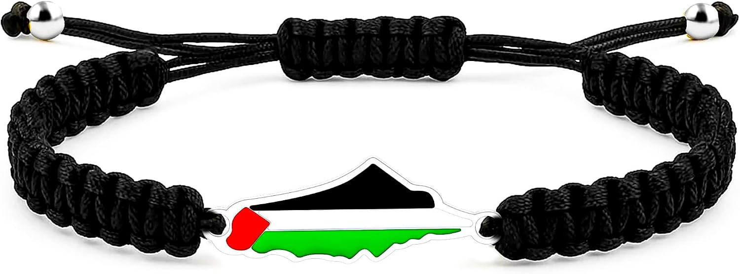Palestina-kaartarmband, handgemaakte, verstelbare sieraden van touw, Midden-Oosters geloofsgeschenk voor mannen en vrouwen, unisex culturele armband YA5882