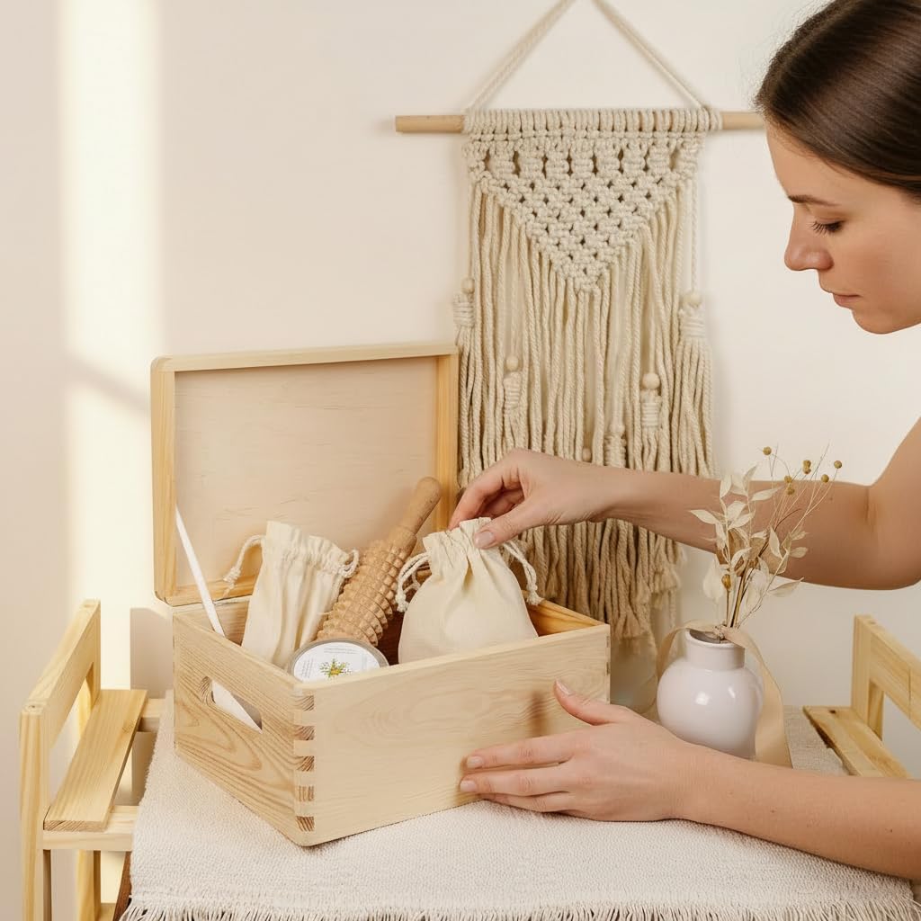 Creative Deco Grote Houten Doos Opberg-Kist | 30 x 20 x 14 cm (+/-1cm) | Met Deksel en Handvat | Perfect voor Documenten, Voorwerpen, Speelgoed, Gereedschap, Kerstmis | RUW EN ONVERZEGELD