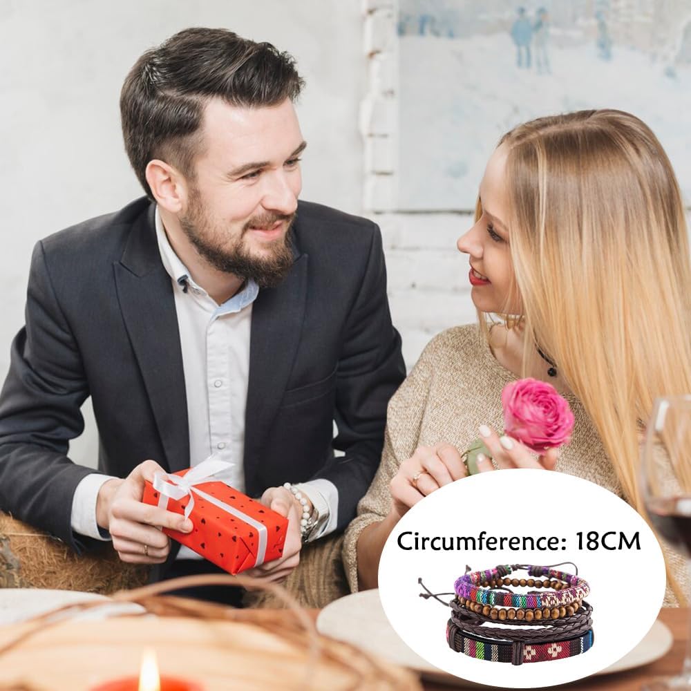 Genérico herenarmbanden, surferarmbanden, stoffen armbanden, boho-surferarmbanden voor mannen en vrouwen, verstelbaar, gevlochten boho-armbanden