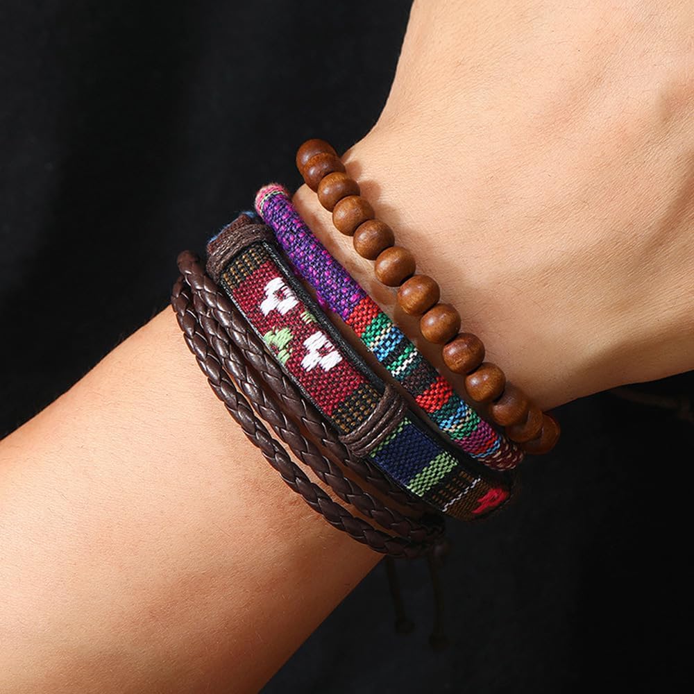 Genérico herenarmbanden, surferarmbanden, stoffen armbanden, boho-surferarmbanden voor mannen en vrouwen, verstelbaar, gevlochten boho-armbanden