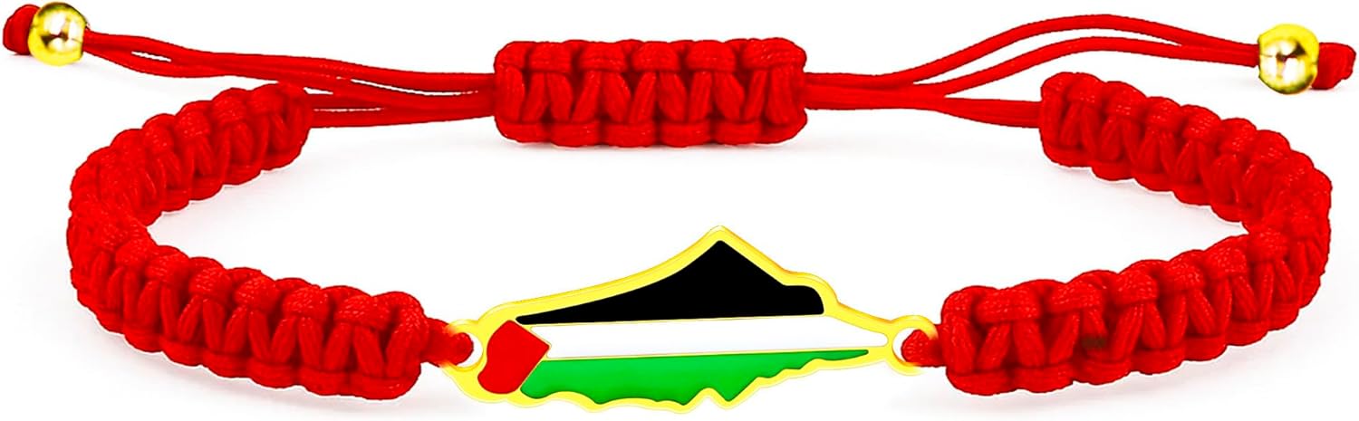 Palestina-kaartarmband, handgemaakte, verstelbare sieraden van touw, Midden-Oosters geloofsgeschenk voor mannen en vrouwen, unisex culturele armband YA5882
