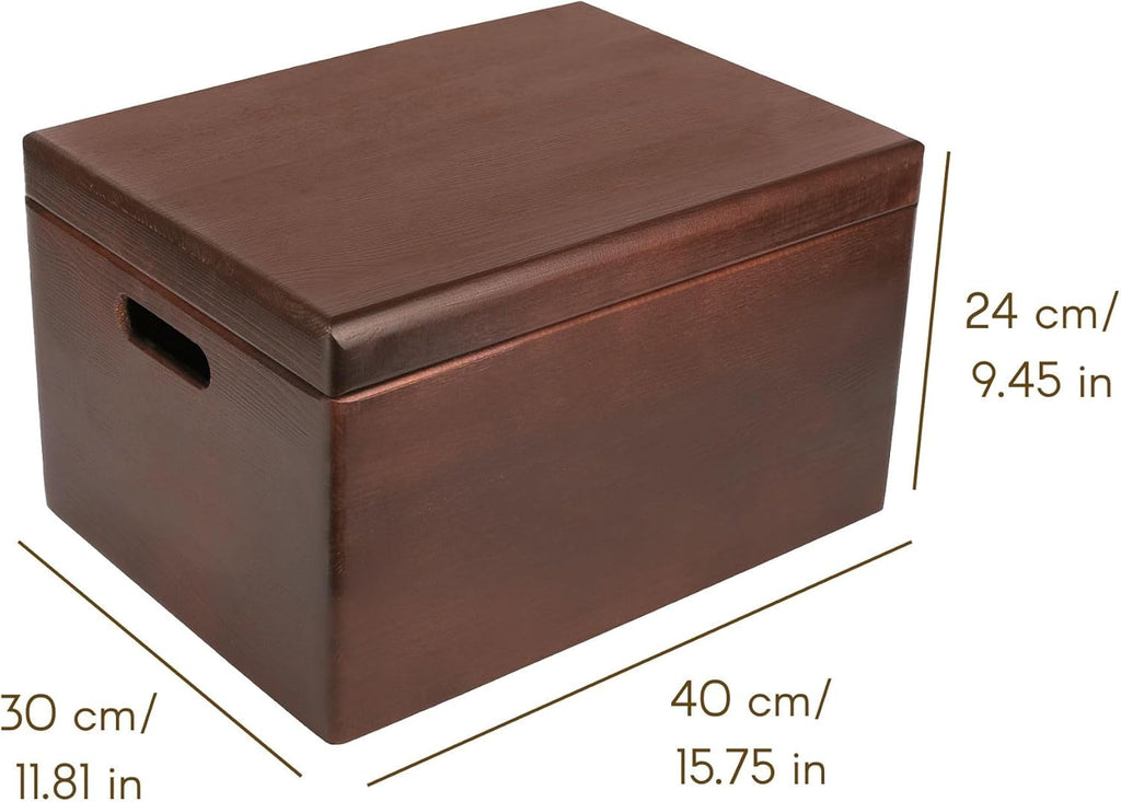 Creative Deco Grote Houten Doos Opberg-Kist | 30 x 20 x 14 cm (+/-1cm) | Met Deksel en Handvat | Perfect voor Documenten, Voorwerpen, Speelgoed, Gereedschap, Kerstmis | RUW EN ONVERZEGELD