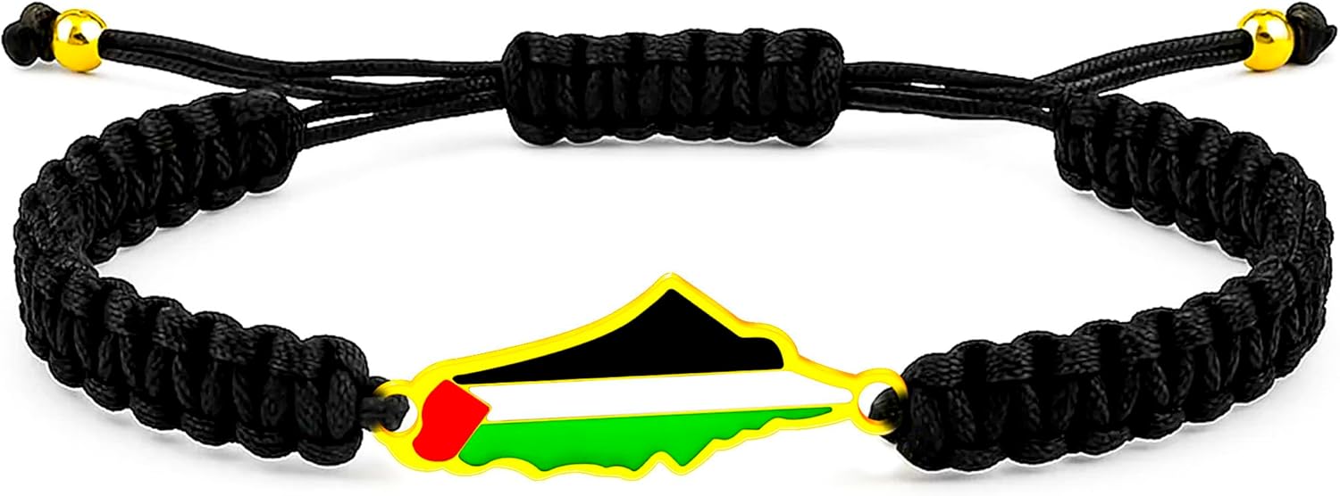 Palestina-kaartarmband, handgemaakte, verstelbare sieraden van touw, Midden-Oosters geloofsgeschenk voor mannen en vrouwen, unisex culturele armband YA5882