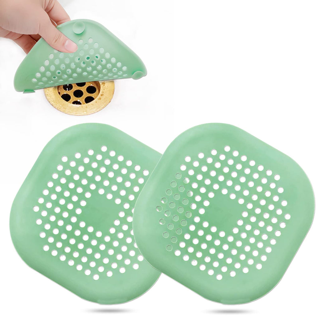 Bovinde Hair Drain Catcher,Square Cover for Shower 2 Pack (Sliver Grey) | Drainer Cover Silicone Hair Stopper with Suction Cups,Protector Accessories,Easy to Install Suit for Bathroom,Bathtub,Sink