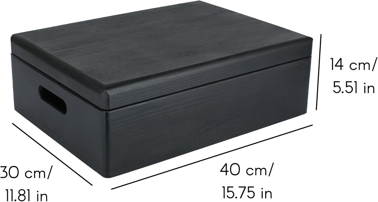 Creative Deco Grote Houten Doos Opberg-Kist | 30 x 20 x 14 cm (+/-1cm) | Met Deksel en Handvat | Perfect voor Documenten, Voorwerpen, Speelgoed, Gereedschap, Kerstmis | RUW EN ONVERZEGELD