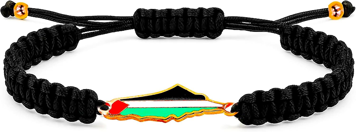 Palestina-kaartarmband, handgemaakte, verstelbare sieraden van touw, Midden-Oosters geloofsgeschenk voor mannen en vrouwen, unisex culturele armband YA5882