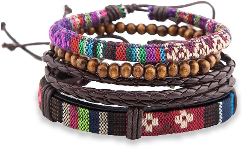 Genérico herenarmbanden, surferarmbanden, stoffen armbanden, boho-surferarmbanden voor mannen en vrouwen, verstelbaar, gevlochten boho-armbanden