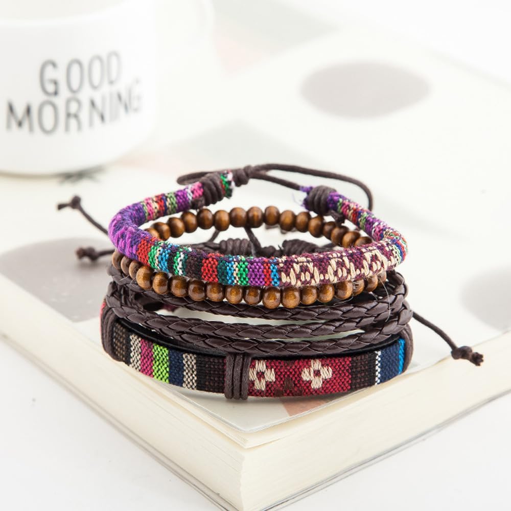 Genérico herenarmbanden, surferarmbanden, stoffen armbanden, boho-surferarmbanden voor mannen en vrouwen, verstelbaar, gevlochten boho-armbanden