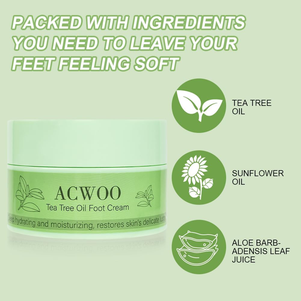 ACWOO Ureum Voetcrème, Gebarsten Hielreparatiecrème Voor Voeten En Handen, Exfoliërende Hielbalsem Met De Hoogste Potentie, Voetbevochtigingscrème Voor Ernstig Droge, Krakende, Ruwe, Voor Likdoorns