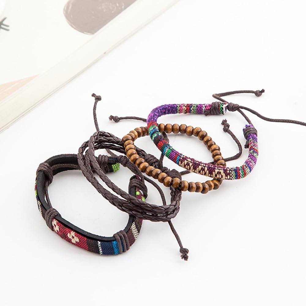 Genérico herenarmbanden, surferarmbanden, stoffen armbanden, boho-surferarmbanden voor mannen en vrouwen, verstelbaar, gevlochten boho-armbanden