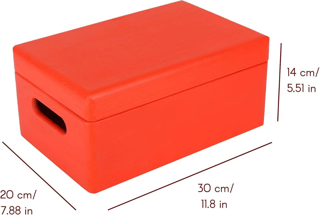 Creative Deco Grote Houten Doos Opberg-Kist | 30 x 20 x 14 cm (+/-1cm) | Met Deksel en Handvat | Perfect voor Documenten, Voorwerpen, Speelgoed, Gereedschap, Kerstmis | RUW EN ONVERZEGELD