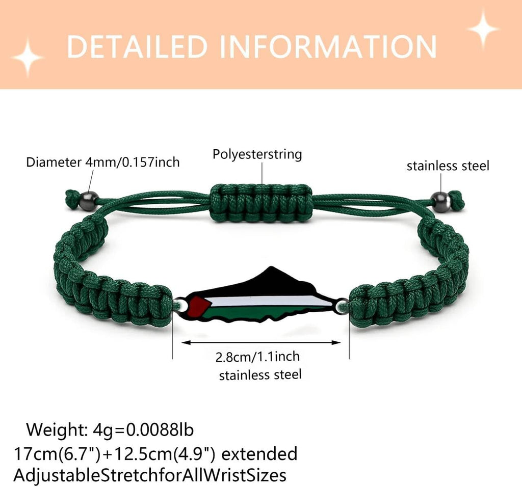 Palestina-kaartarmband, handgemaakte, verstelbare sieraden van touw, Midden-Oosters geloofsgeschenk voor mannen en vrouwen, unisex culturele armband YA5882