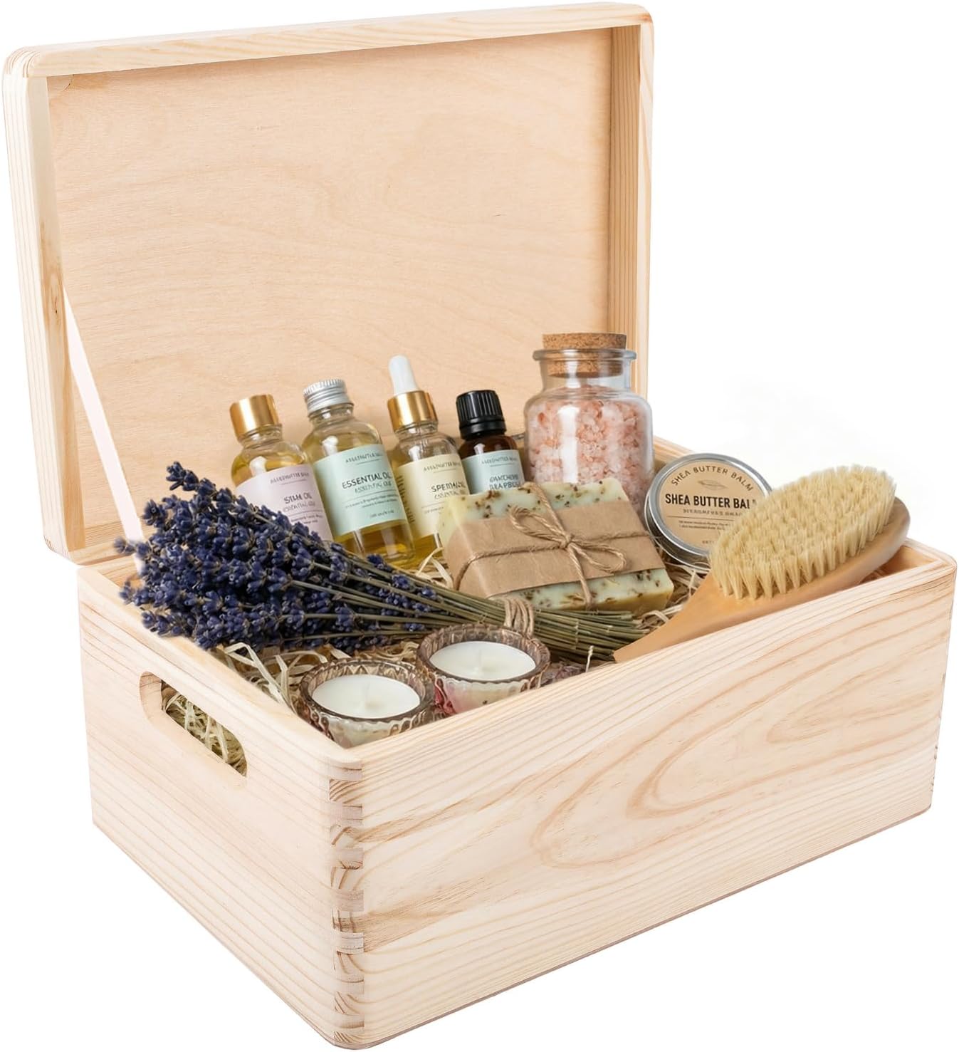 Creative Deco Grote Houten Doos Opberg-Kist | 30 x 20 x 14 cm (+/-1cm) | Met Deksel en Handvat | Perfect voor Documenten, Voorwerpen, Speelgoed, Gereedschap, Kerstmis | RUW EN ONVERZEGELD