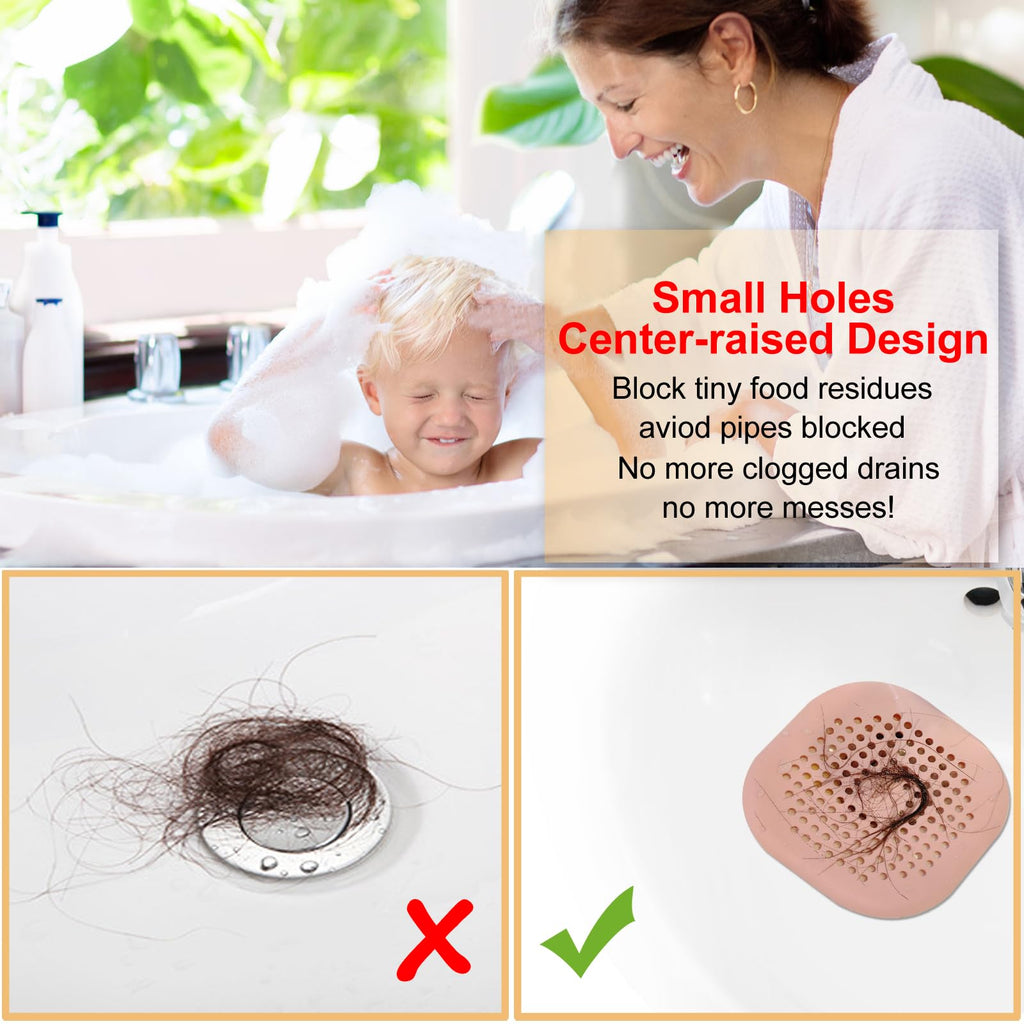 Bovinde Hair Drain Catcher,Square Cover for Shower 2 Pack (Sliver Grey) | Drainer Cover Silicone Hair Stopper with Suction Cups,Protector Accessories,Easy to Install Suit for Bathroom,Bathtub,Sink