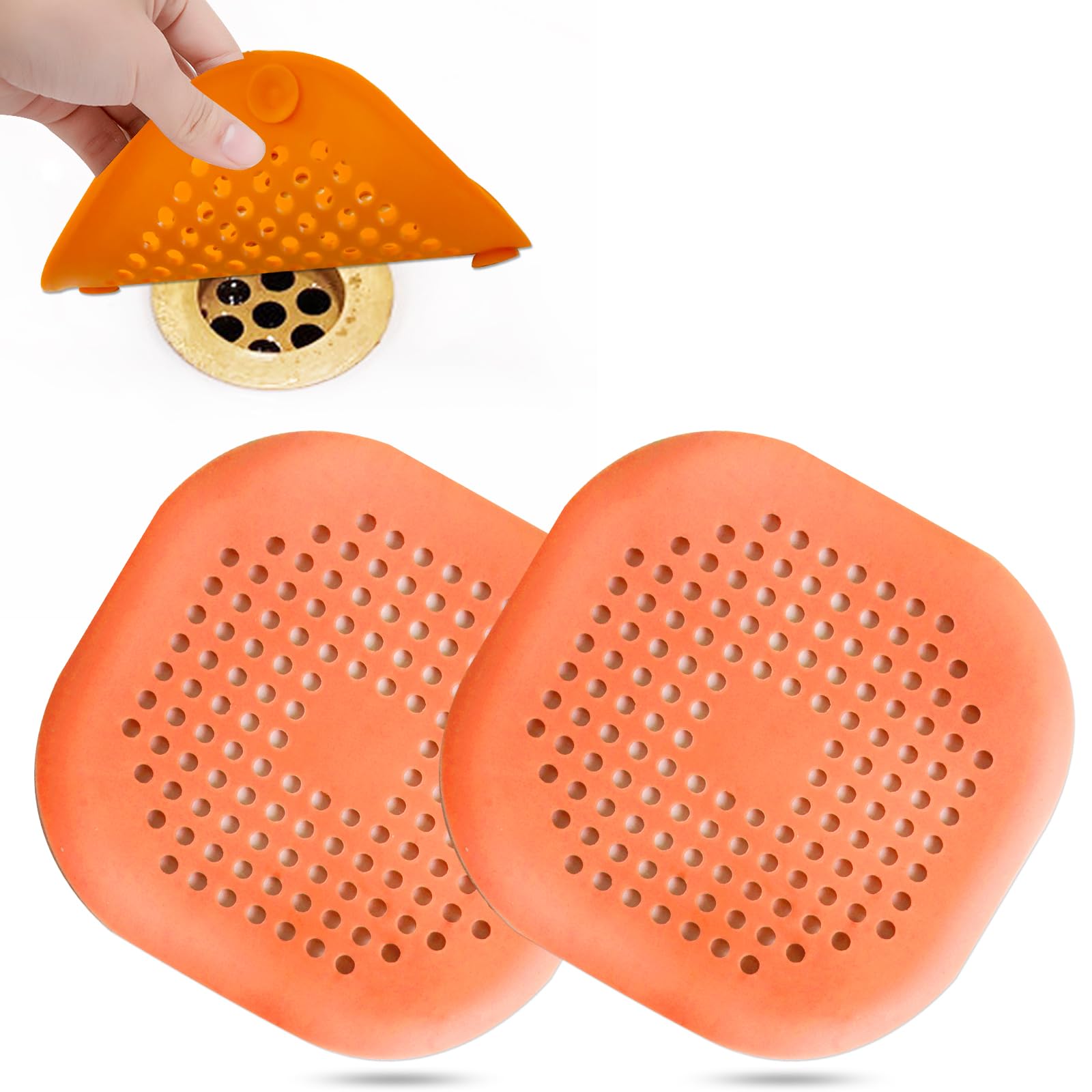Bovinde Hair Drain Catcher,Square Cover for Shower 2 Pack (Sliver Grey) | Drainer Cover Silicone Hair Stopper with Suction Cups,Protector Accessories,Easy to Install Suit for Bathroom,Bathtub,Sink