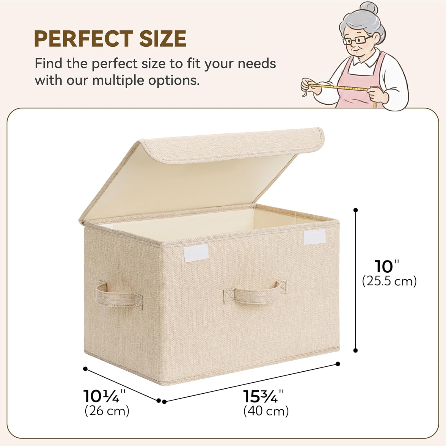 GRANNY SAYS Opbergboxen met Deksel, Pak van 2 Stoffen Opbergdozen met Deksels, Opbergbakken met Deksel, Kledingkast Organizer Opbergen en Organiseren, Opvouwbare Opbergdoos voor Kleding - Wit&Grijs