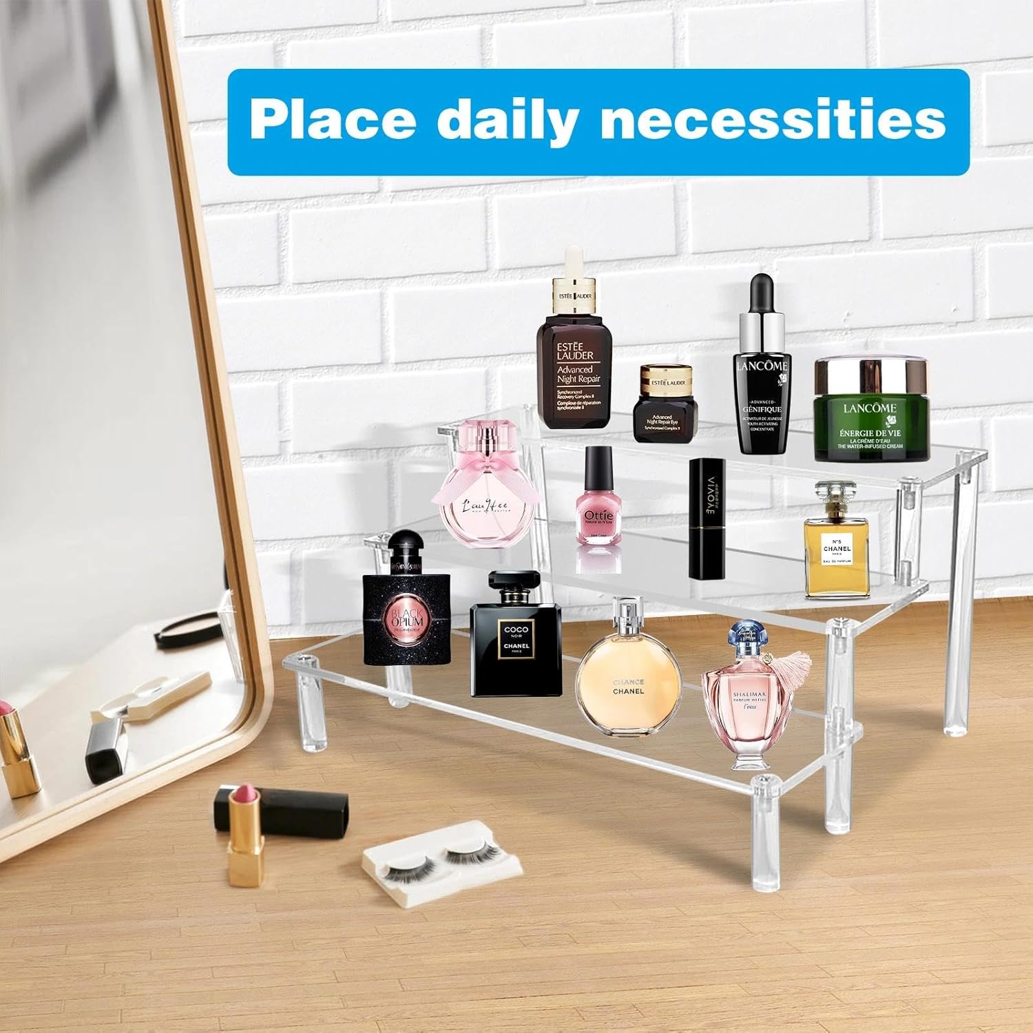 3‑laagse acryl display standaard – 30x21x15 cm transparante parfum organizer van 4 mm dik acryl, voor figuren, sieraden, cupcakes, lippenstift en nagellak