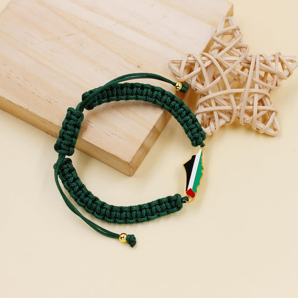 Palestina-kaartarmband, handgemaakte, verstelbare sieraden van touw, Midden-Oosters geloofsgeschenk voor mannen en vrouwen, unisex culturele armband YA5882