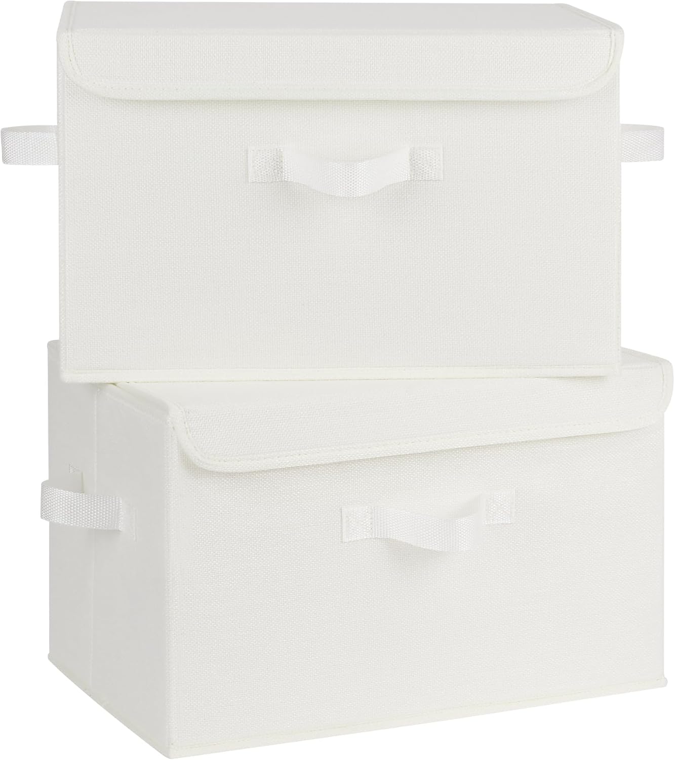 GRANNY SAYS Opbergboxen met Deksel, Pak van 2 Stoffen Opbergdozen met Deksels, Opbergbakken met Deksel, Kledingkast Organizer Opbergen en Organiseren, Opvouwbare Opbergdoos voor Kleding - Wit&Grijs