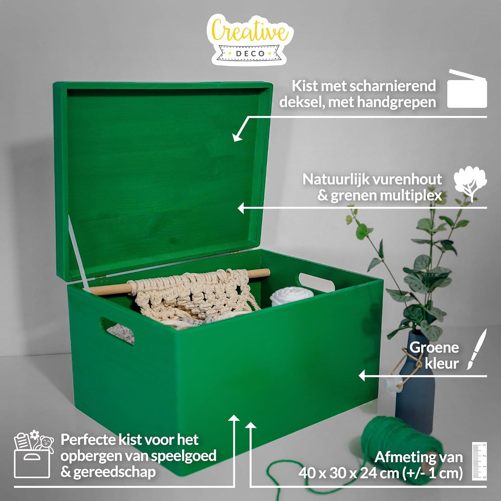 Creative Deco Grote Houten Doos Opberg-Kist | 30 x 20 x 14 cm (+/-1cm) | Met Deksel en Handvat | Perfect voor Documenten, Voorwerpen, Speelgoed, Gereedschap, Kerstmis | RUW EN ONVERZEGELD