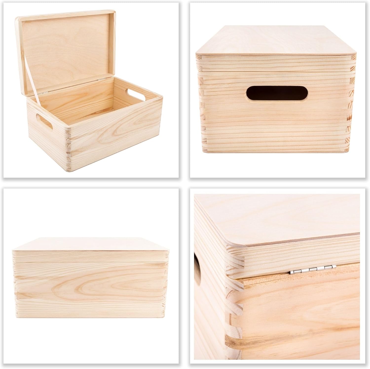 Creative Deco Grote Houten Doos Opberg-Kist | 30 x 20 x 14 cm (+/-1cm) | Met Deksel en Handvat | Perfect voor Documenten, Voorwerpen, Speelgoed, Gereedschap, Kerstmis | RUW EN ONVERZEGELD