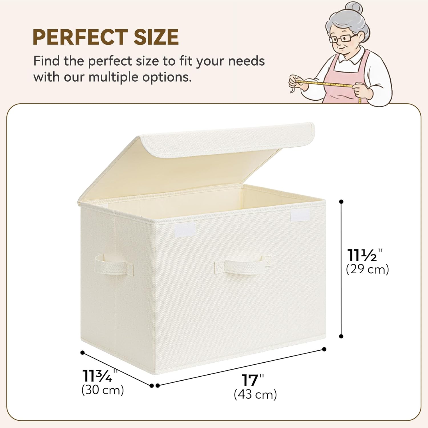 GRANNY SAYS Opbergboxen met Deksel, Pak van 2 Stoffen Opbergdozen met Deksels, Opbergbakken met Deksel, Kledingkast Organizer Opbergen en Organiseren, Opvouwbare Opbergdoos voor Kleding - Wit&Grijs