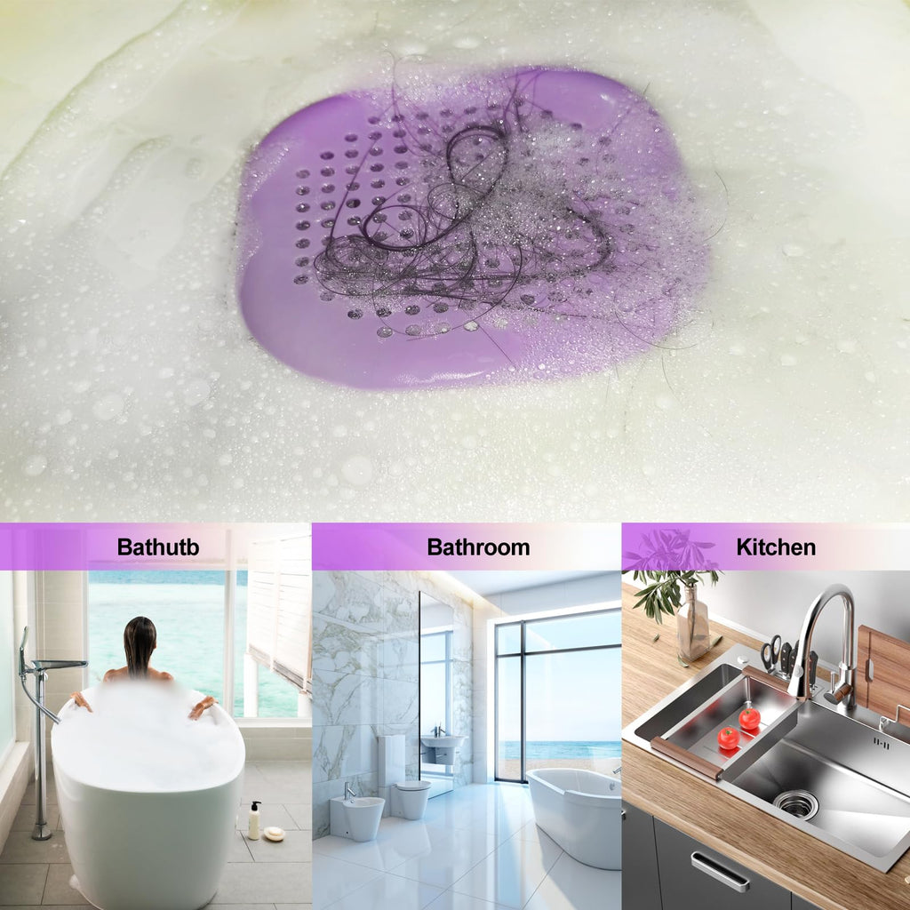 Bovinde Hair Drain Catcher,Square Cover for Shower 2 Pack (Sliver Grey) | Drainer Cover Silicone Hair Stopper with Suction Cups,Protector Accessories,Easy to Install Suit for Bathroom,Bathtub,Sink