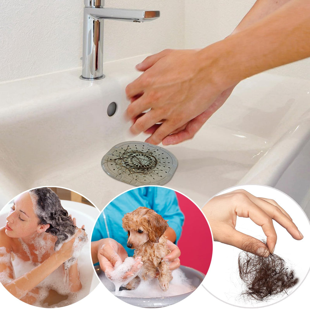 Bovinde Hair Drain Catcher,Square Cover for Shower 2 Pack (Sliver Grey) | Drainer Cover Silicone Hair Stopper with Suction Cups,Protector Accessories,Easy to Install Suit for Bathroom,Bathtub,Sink