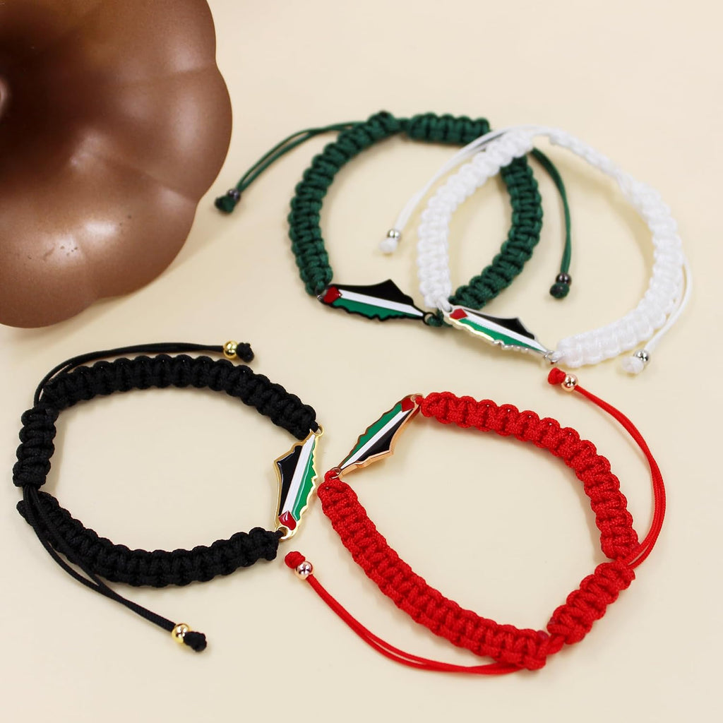 Palestina-kaartarmband, handgemaakte, verstelbare sieraden van touw, Midden-Oosters geloofsgeschenk voor mannen en vrouwen, unisex culturele armband YA5882