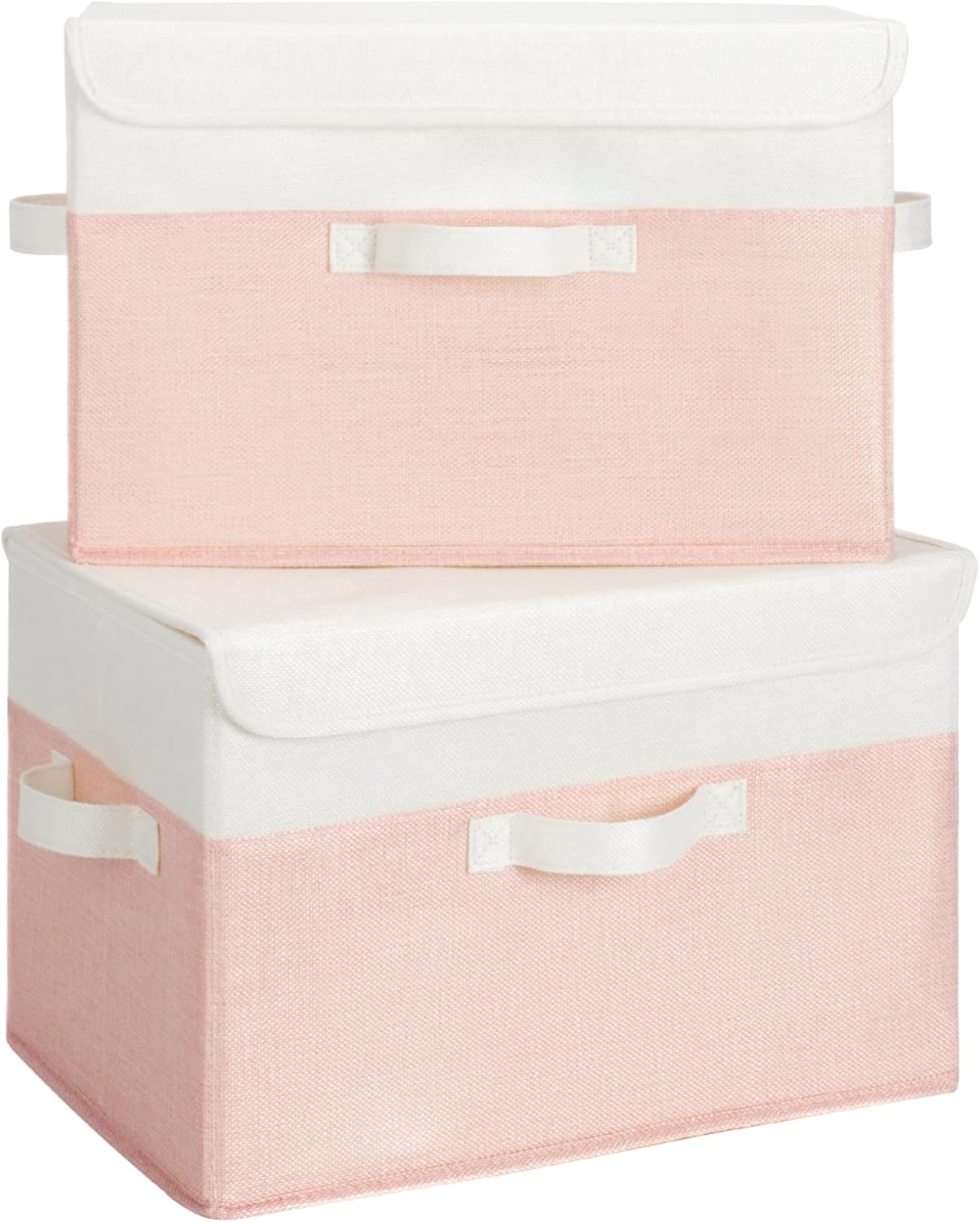 GRANNY SAYS Opbergboxen met Deksel, Pak van 2 Stoffen Opbergdozen met Deksels, Opbergbakken met Deksel, Kledingkast Organizer Opbergen en Organiseren, Opvouwbare Opbergdoos voor Kleding - Wit&Grijs