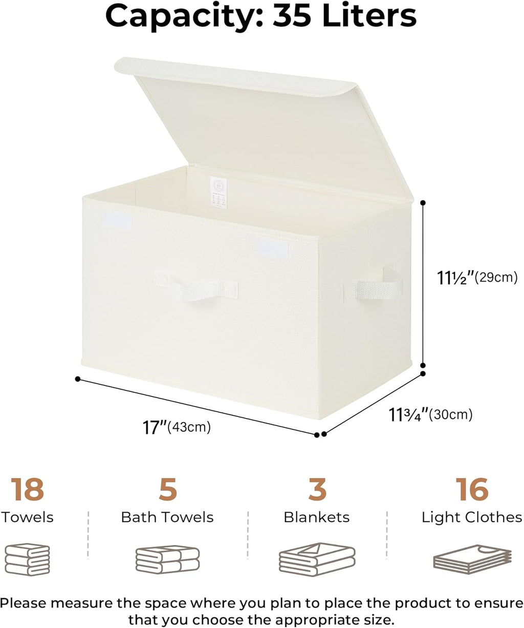 GRANNY SAYS Opbergboxen met Deksel, Pak van 2 Stoffen Opbergdozen met Deksels, Opbergbakken met Deksel, Kledingkast Organizer Opbergen en Organiseren, Opvouwbare Opbergdoos voor Kleding - Wit&Grijs