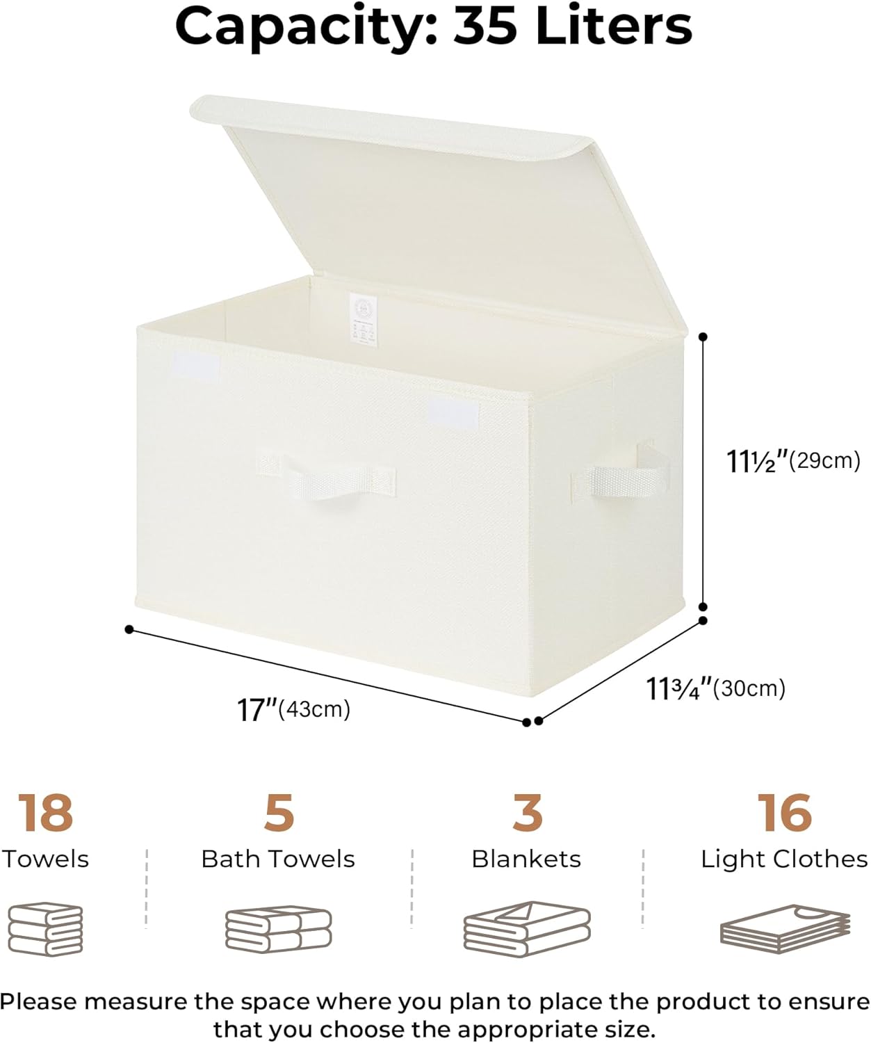 GRANNY SAYS Opbergboxen met Deksel, Pak van 2 Stoffen Opbergdozen met Deksels, Opbergbakken met Deksel, Kledingkast Organizer Opbergen en Organiseren, Opvouwbare Opbergdoos voor Kleding - Wit&Grijs