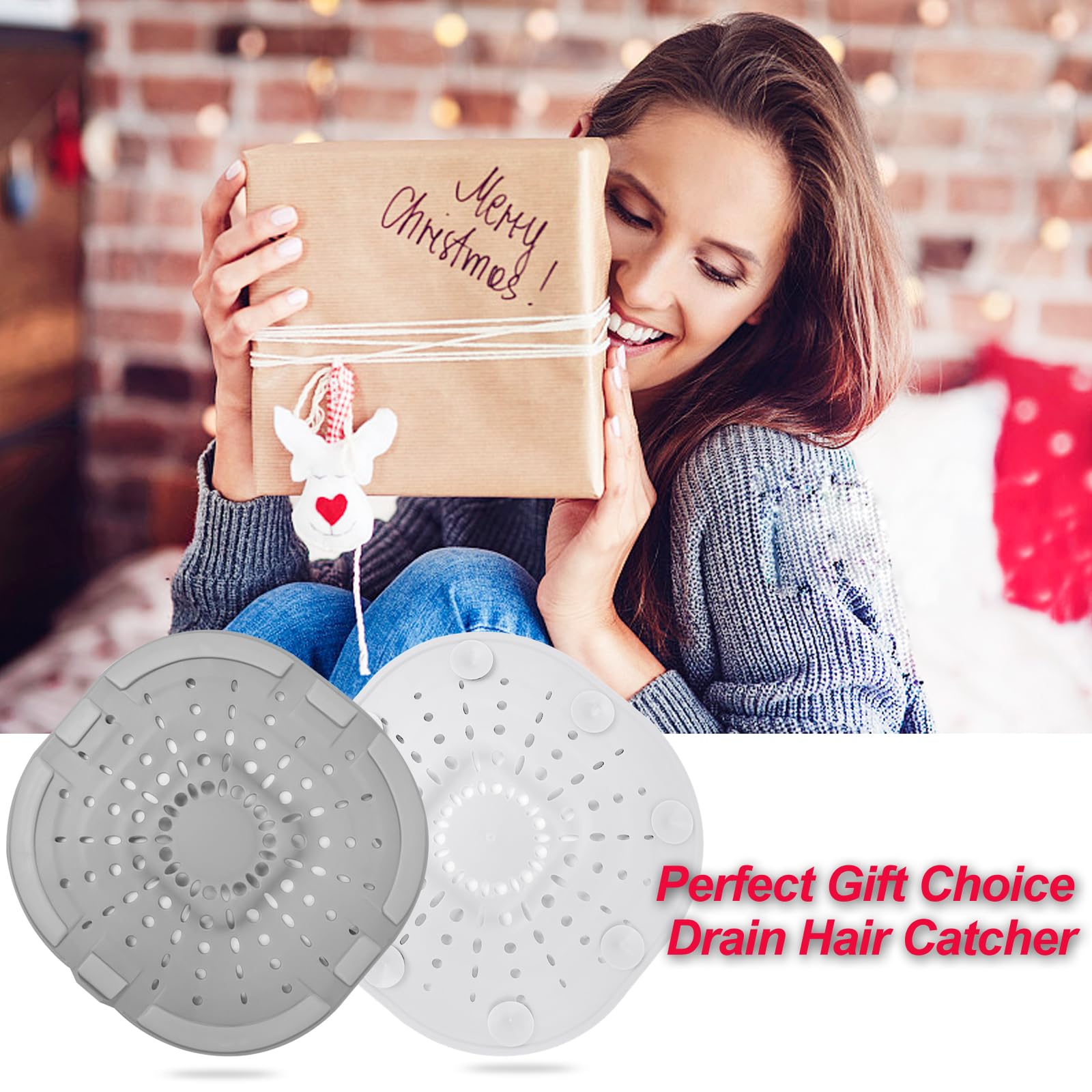 Bovinde Hair Drain Catcher,Square Cover for Shower 2 Pack (Sliver Grey) | Drainer Cover Silicone Hair Stopper with Suction Cups,Protector Accessories,Easy to Install Suit for Bathroom,Bathtub,Sink