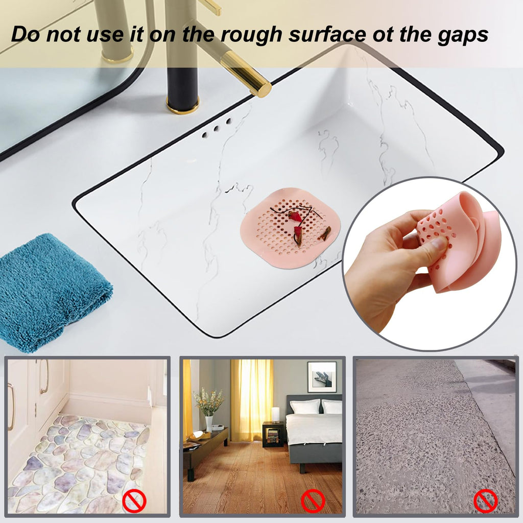 Bovinde Hair Drain Catcher,Square Cover for Shower 2 Pack (Sliver Grey) | Drainer Cover Silicone Hair Stopper with Suction Cups,Protector Accessories,Easy to Install Suit for Bathroom,Bathtub,Sink