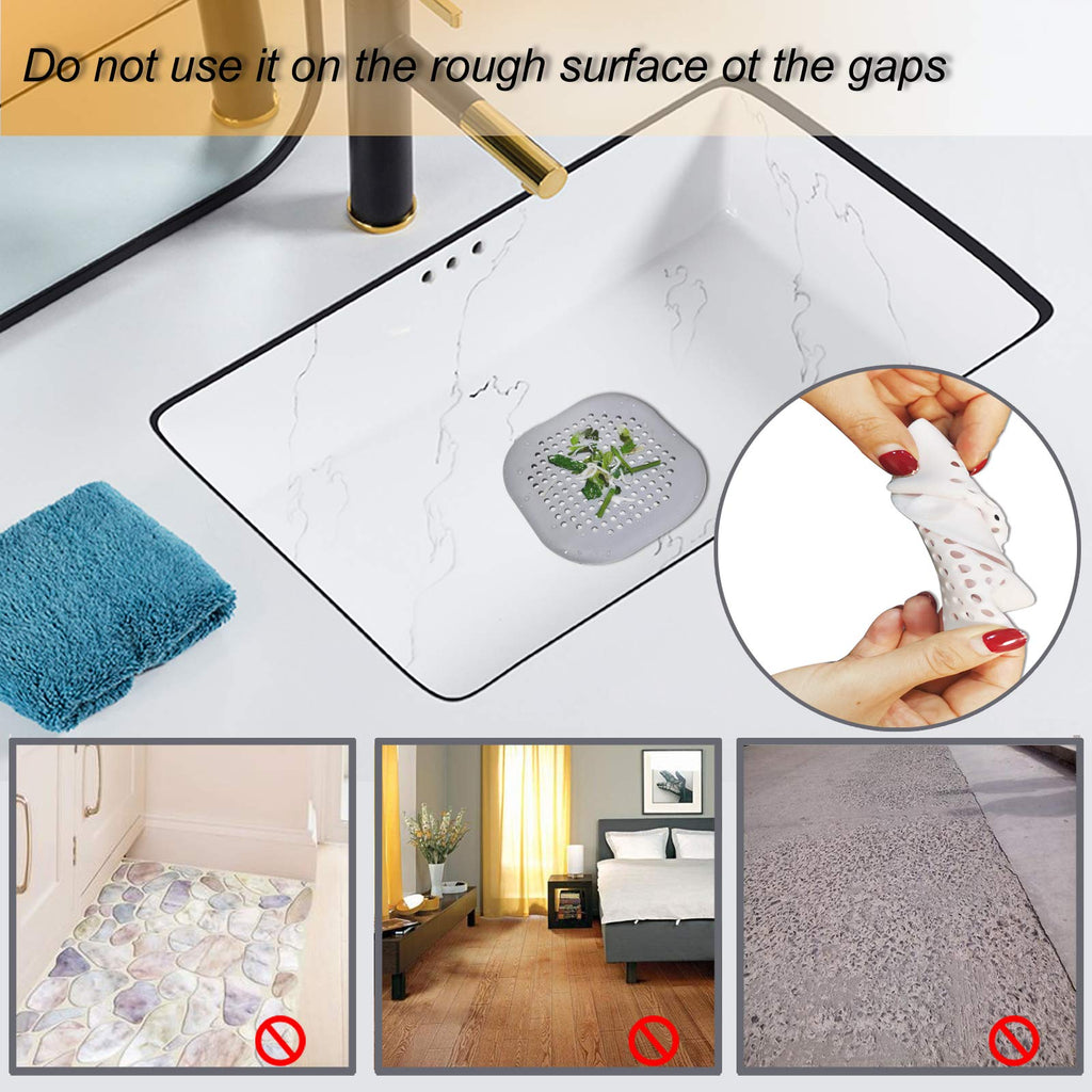 Bovinde Hair Drain Catcher,Square Cover for Shower 2 Pack (Sliver Grey) | Drainer Cover Silicone Hair Stopper with Suction Cups,Protector Accessories,Easy to Install Suit for Bathroom,Bathtub,Sink
