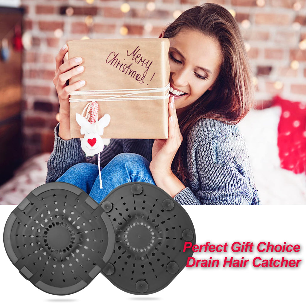 Bovinde Hair Drain Catcher,Square Cover for Shower 2 Pack (Sliver Grey) | Drainer Cover Silicone Hair Stopper with Suction Cups,Protector Accessories,Easy to Install Suit for Bathroom,Bathtub,Sink