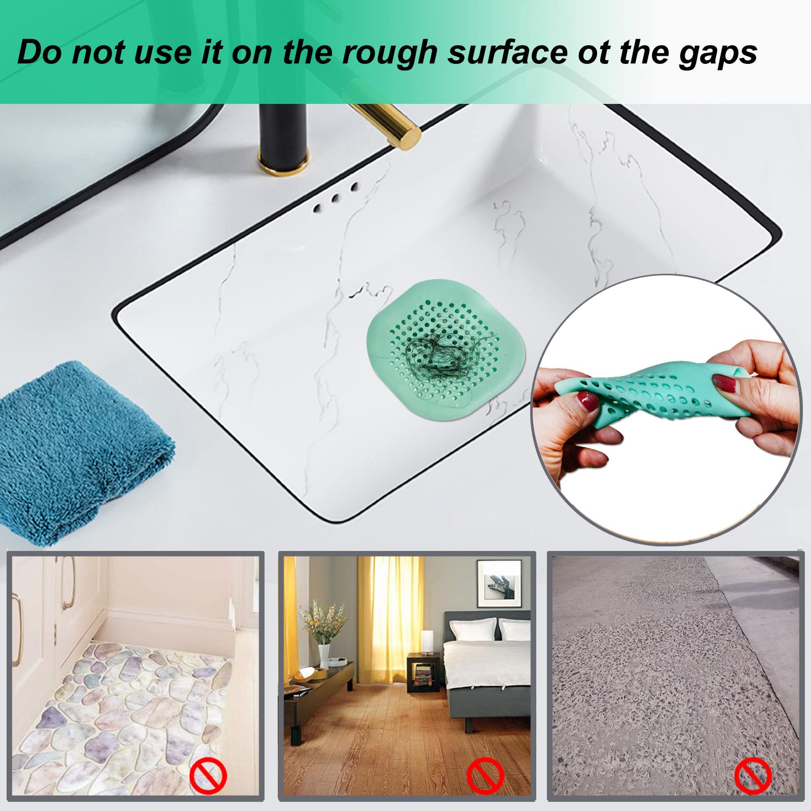 Bovinde Hair Drain Catcher,Square Cover for Shower 2 Pack (Sliver Grey) | Drainer Cover Silicone Hair Stopper with Suction Cups,Protector Accessories,Easy to Install Suit for Bathroom,Bathtub,Sink