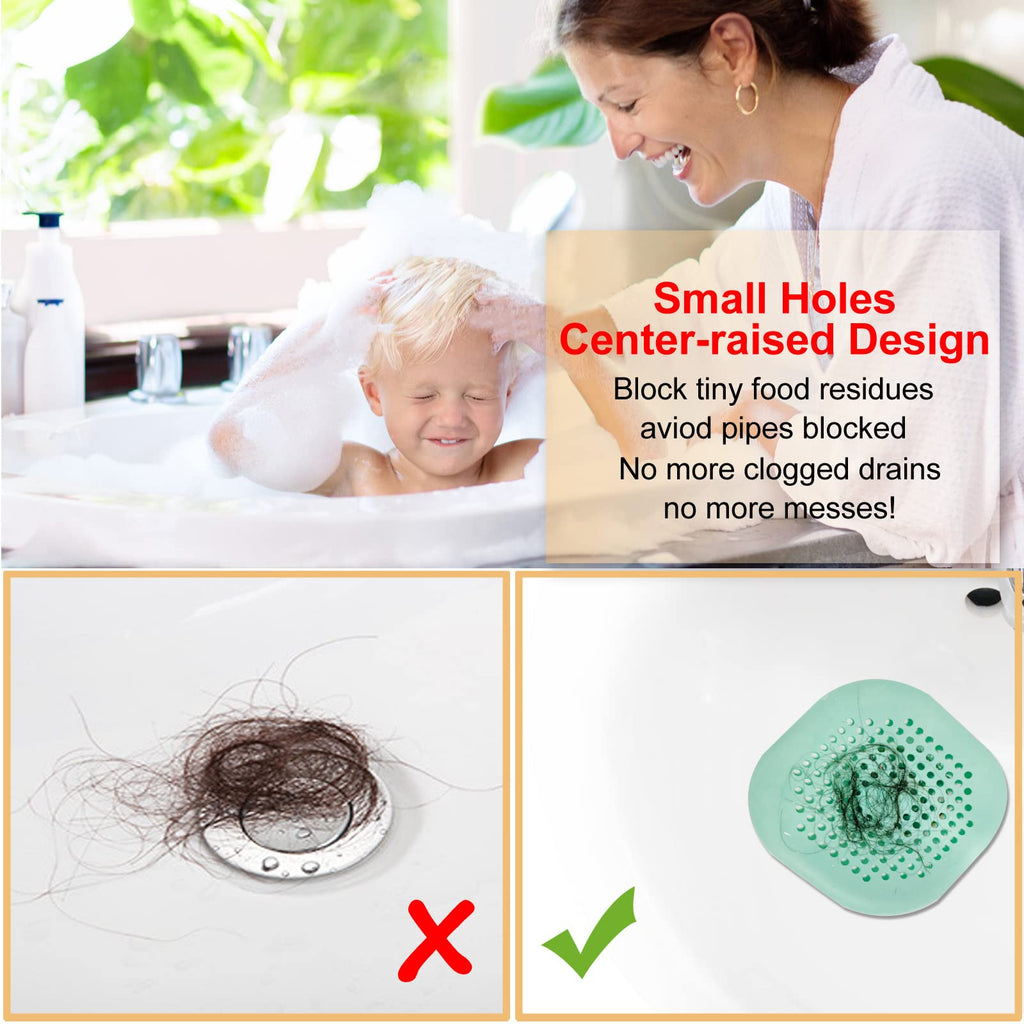 Bovinde Hair Drain Catcher,Square Cover for Shower 2 Pack (Sliver Grey) | Drainer Cover Silicone Hair Stopper with Suction Cups,Protector Accessories,Easy to Install Suit for Bathroom,Bathtub,Sink