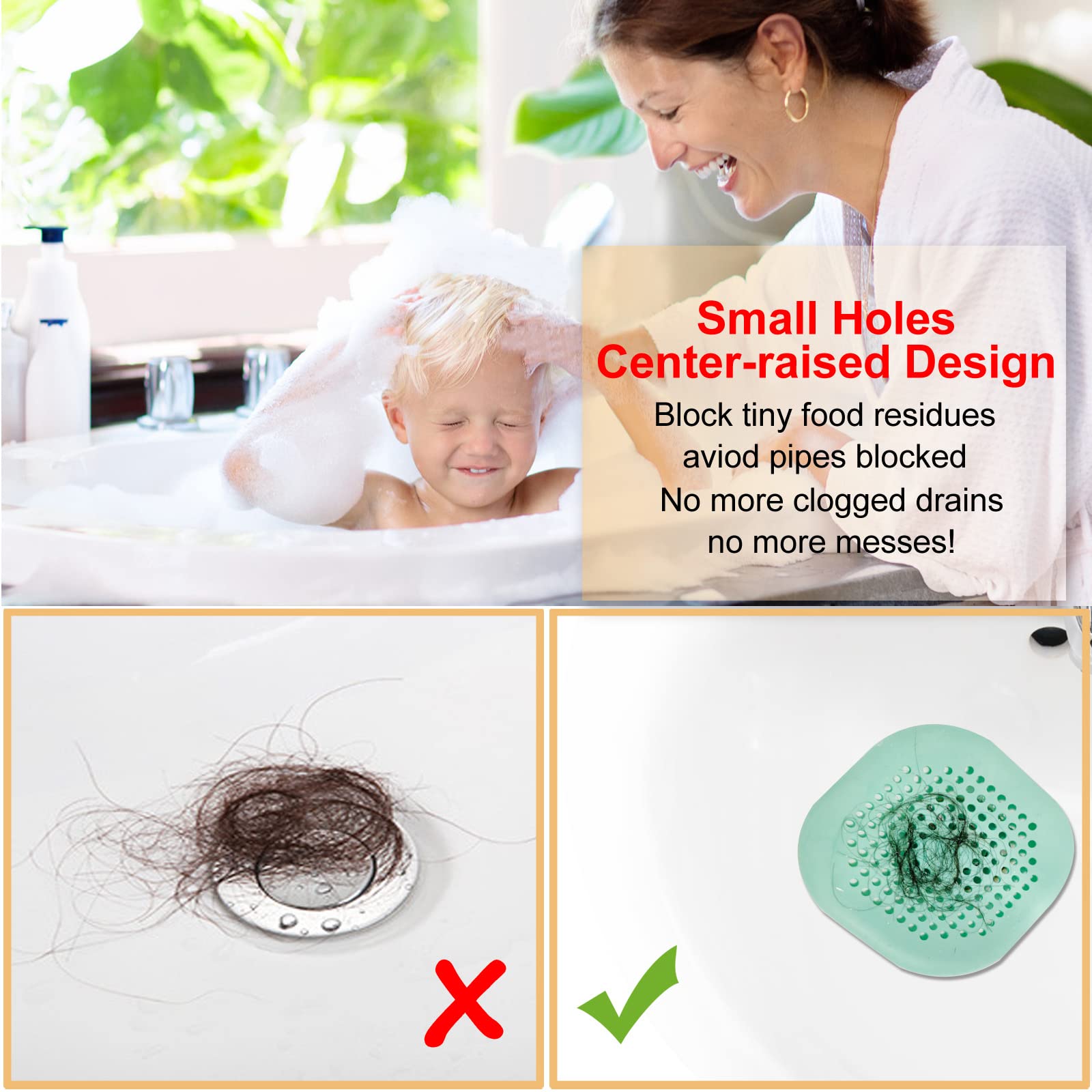 Bovinde Hair Drain Catcher,Square Cover for Shower 2 Pack (Sliver Grey) | Drainer Cover Silicone Hair Stopper with Suction Cups,Protector Accessories,Easy to Install Suit for Bathroom,Bathtub,Sink