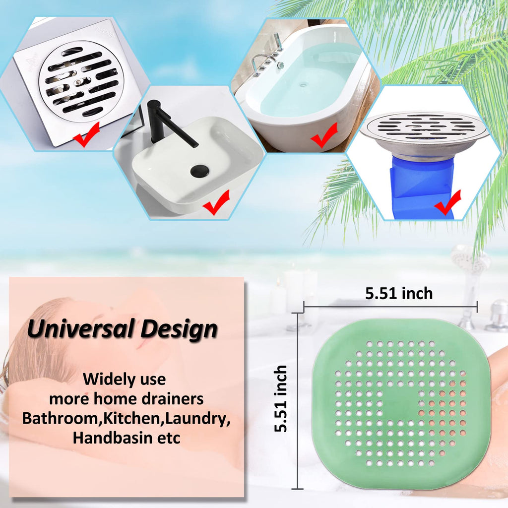 Bovinde Hair Drain Catcher,Square Cover for Shower 2 Pack (Sliver Grey) | Drainer Cover Silicone Hair Stopper with Suction Cups,Protector Accessories,Easy to Install Suit for Bathroom,Bathtub,Sink