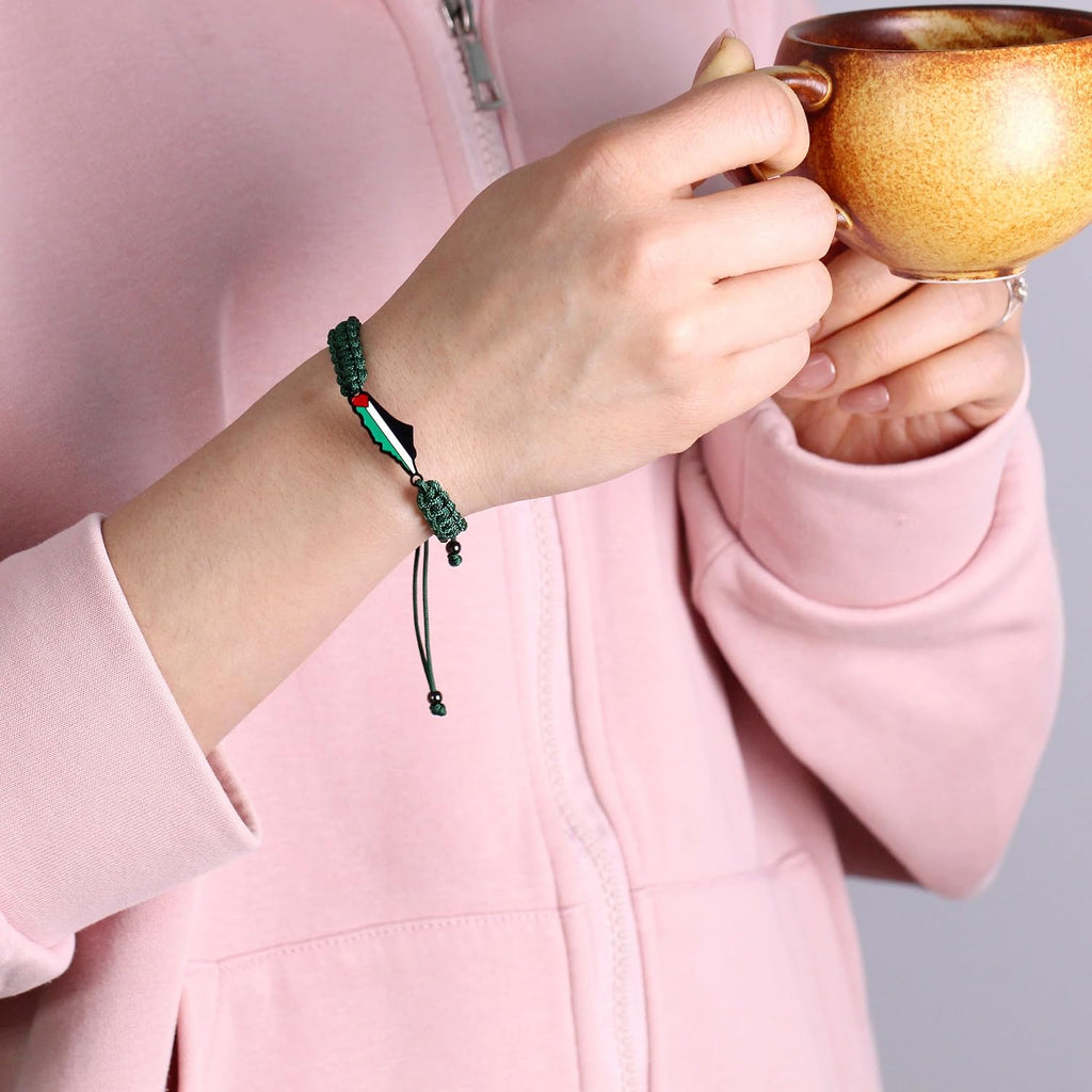 Palestina-kaartarmband, handgemaakte, verstelbare sieraden van touw, Midden-Oosters geloofsgeschenk voor mannen en vrouwen, unisex culturele armband YA5882