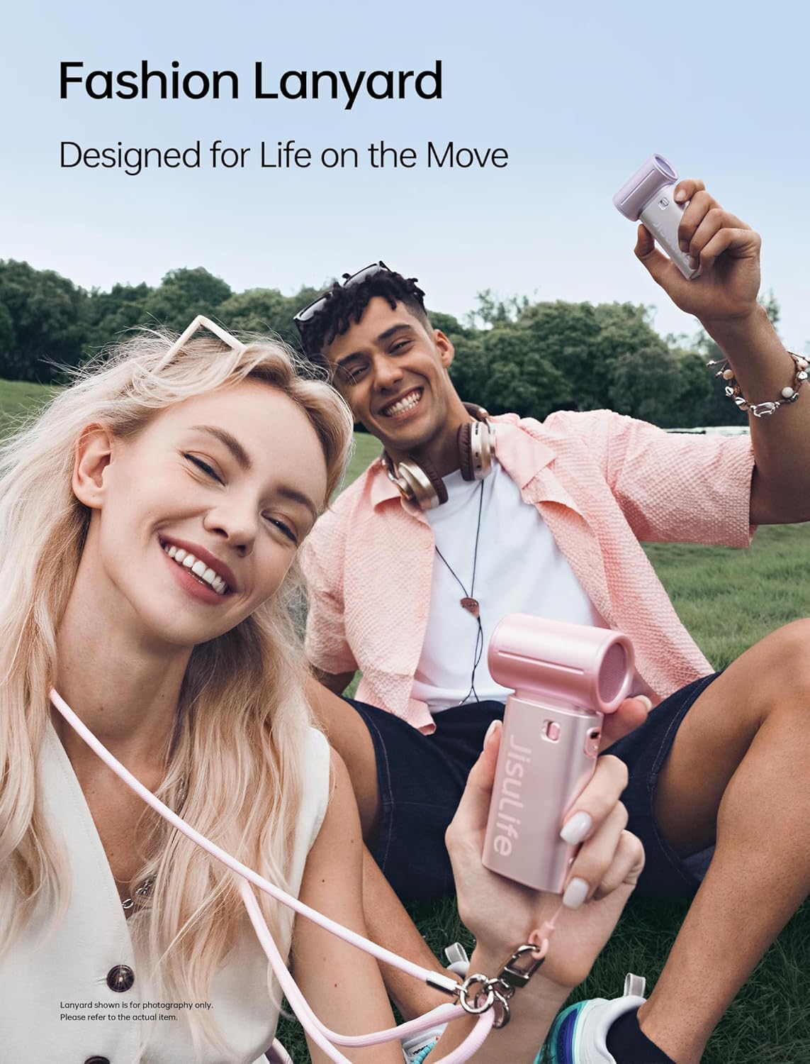JISULIFE Life9S Handventilator, Turbo Power, tot 22 uur looptijd, 5000 mAh accu, 5-speed wind, mini-zakformaat, draagbare ventilator voor reizen, concerten, zwart
