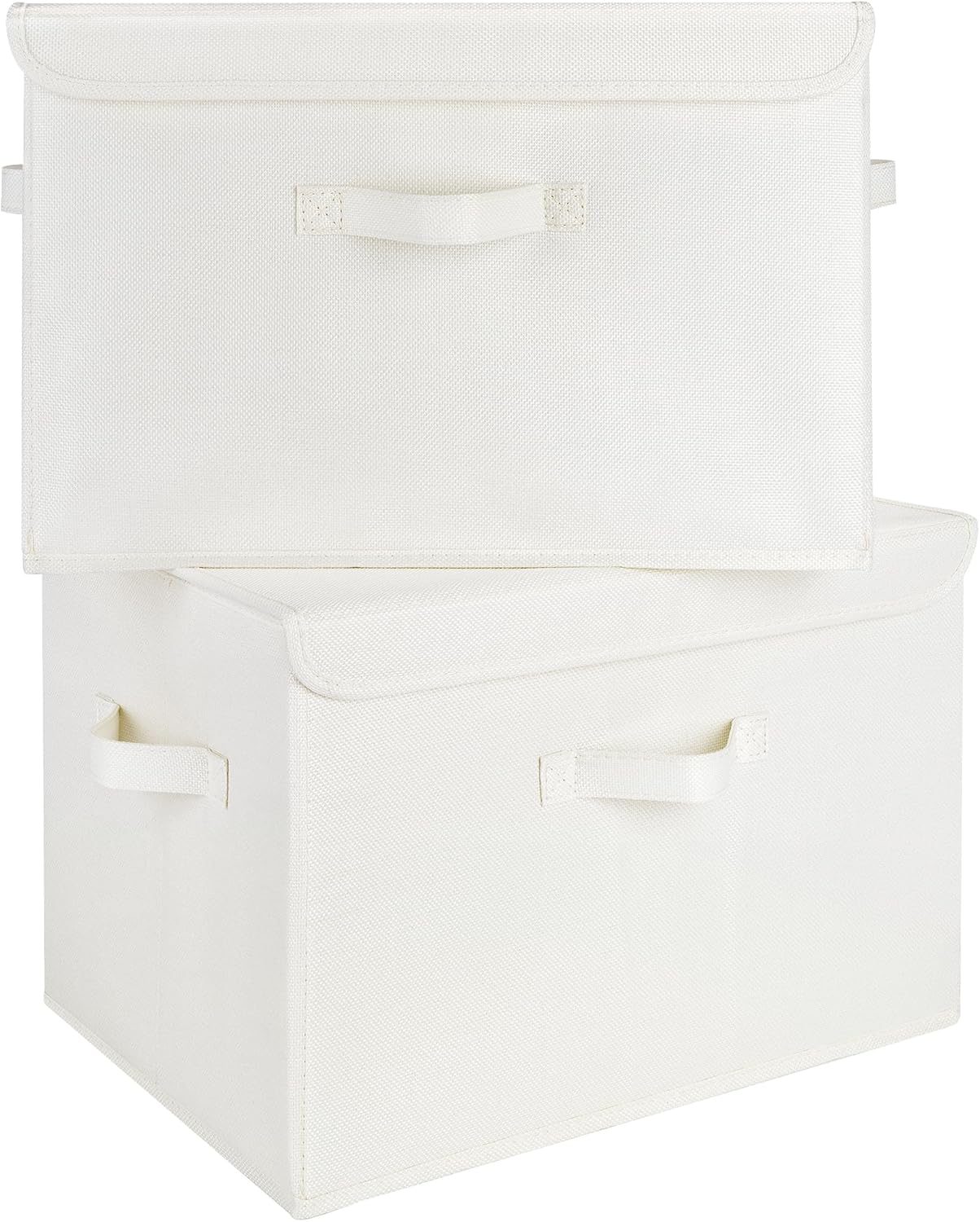 GRANNY SAYS Opbergboxen met Deksel, Pak van 2 Stoffen Opbergdozen met Deksels, Opbergbakken met Deksel, Kledingkast Organizer Opbergen en Organiseren, Opvouwbare Opbergdoos voor Kleding - Wit&Grijs