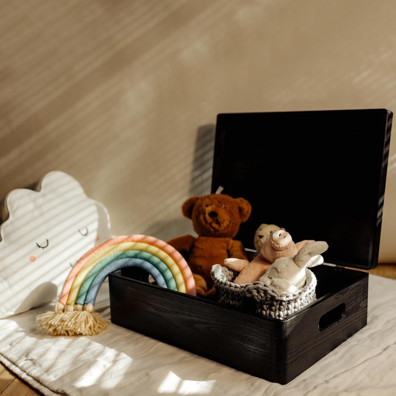 Creative Deco Grote Houten Doos Opberg-Kist | 30 x 20 x 14 cm (+/-1cm) | Met Deksel en Handvat | Perfect voor Documenten, Voorwerpen, Speelgoed, Gereedschap, Kerstmis | RUW EN ONVERZEGELD