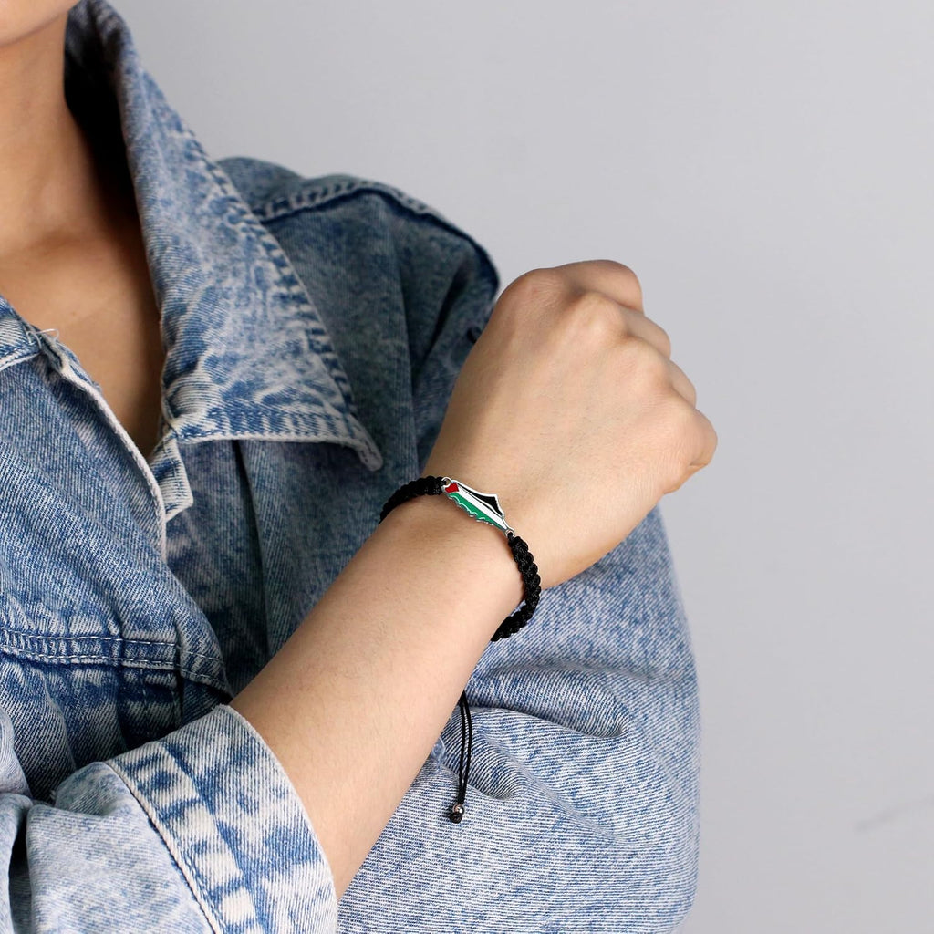 Palestina-kaartarmband, handgemaakte, verstelbare sieraden van touw, Midden-Oosters geloofsgeschenk voor mannen en vrouwen, unisex culturele armband YA5882