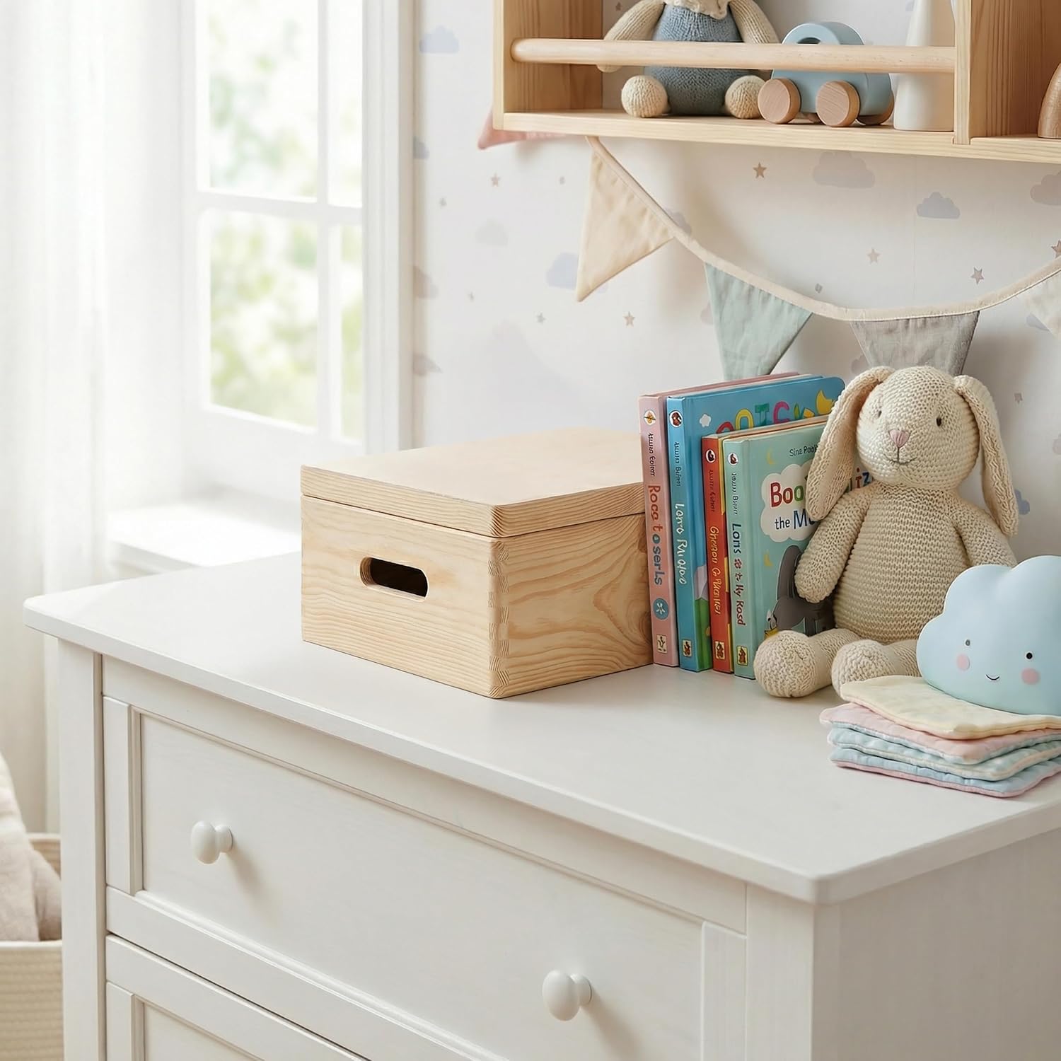 Creative Deco Grote Houten Doos Opberg-Kist | 30 x 20 x 14 cm (+/-1cm) | Met Deksel en Handvat | Perfect voor Documenten, Voorwerpen, Speelgoed, Gereedschap, Kerstmis | RUW EN ONVERZEGELD