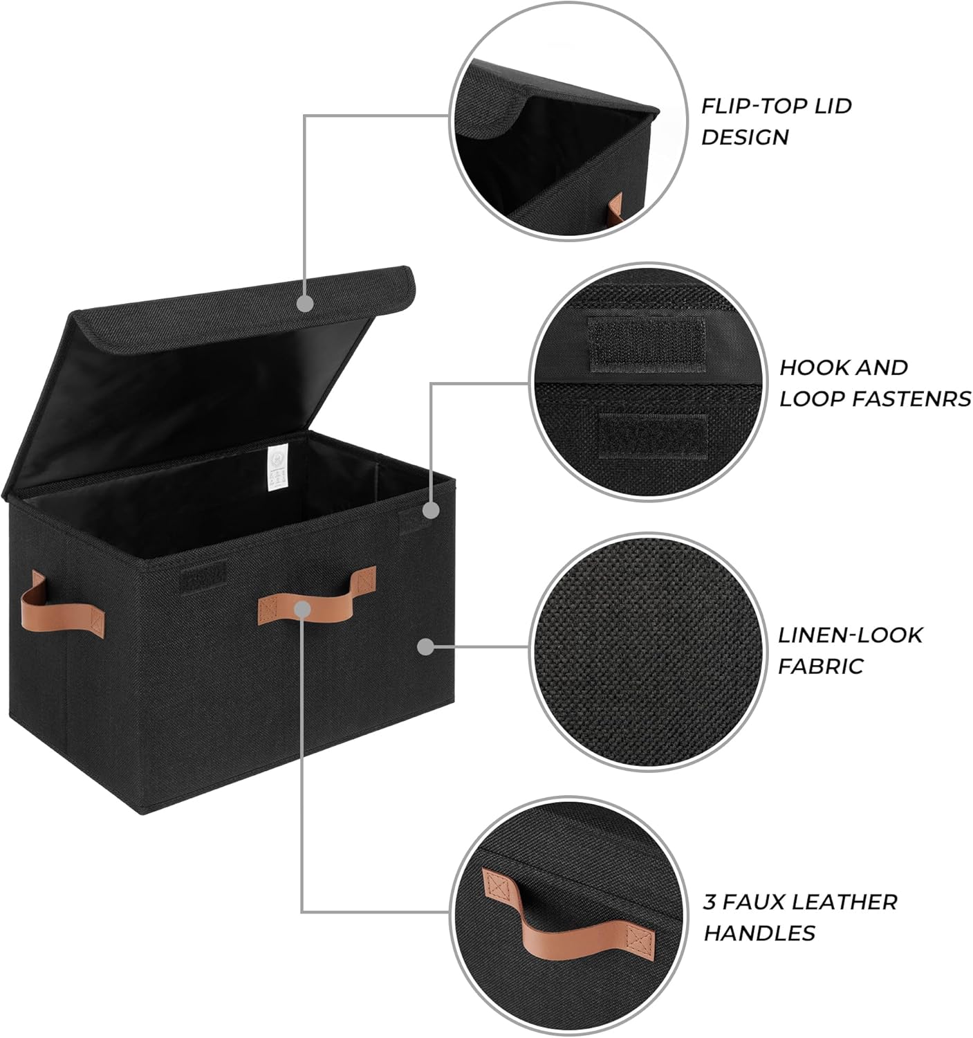 GRANNY SAYS Opbergboxen met Deksel, Pak van 2 Stoffen Opbergdozen met Deksels, Opbergbakken met Deksel, Kledingkast Organizer Opbergen en Organiseren, Opvouwbare Opbergdoos voor Kleding - Wit&Grijs
